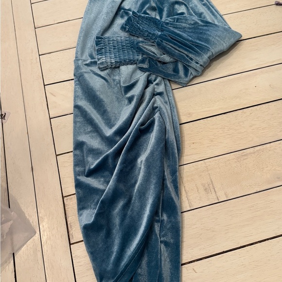 Velvet cocktail party Sky blue dress Sz Small - Picture 6 of 8